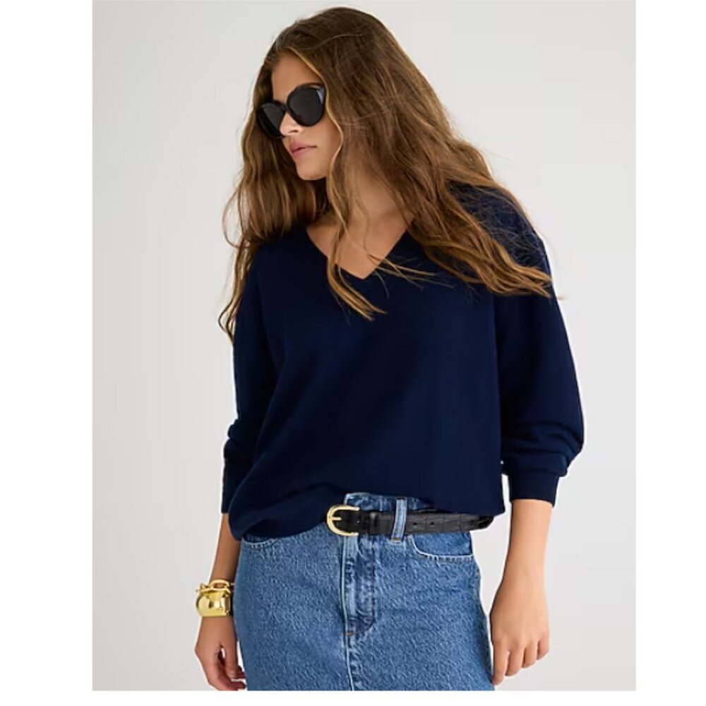J. Crew Cashmere relaxed V-neck sweater, NWT, Small, Navy